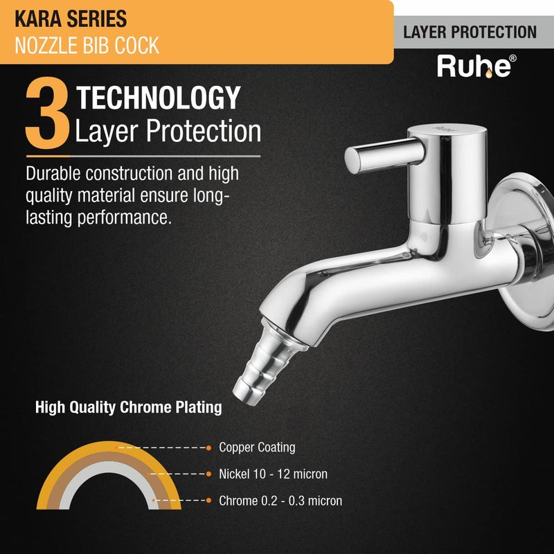 Ruhe® Kara Brass Faucet/Tap | Nozzle Bib Cock Faucet/Tap | Chrome Finish Faucet/Tap | for Washing Machine and Garden Pipes - Image 4