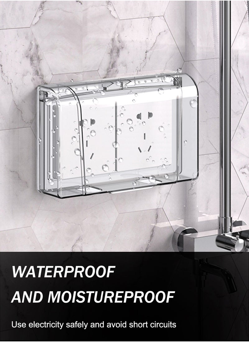 HomarKet Socket Cover Box, Childproof Electrical Outlet Protector, Waterproof Plug & Light Switch Guard, Baby Proofing Safety for Home Security, 86-Type Double-Position Socket Cover (Transparent)  - Image 1