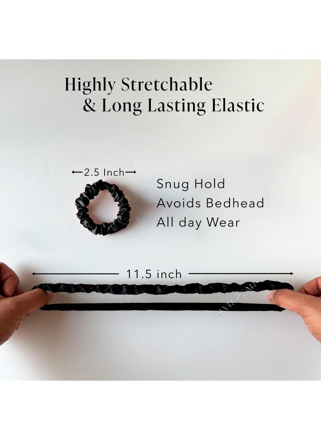 Silvr Bear - Luxury Satin Skinny Scrunchies Small Satin Hair Ties For Thin Hair Hair Tie Scrunchies For Women Girls And Men Softer Than Silk Scrunchies 6 Pack Ponytail Holders Black Skinny - Image 1