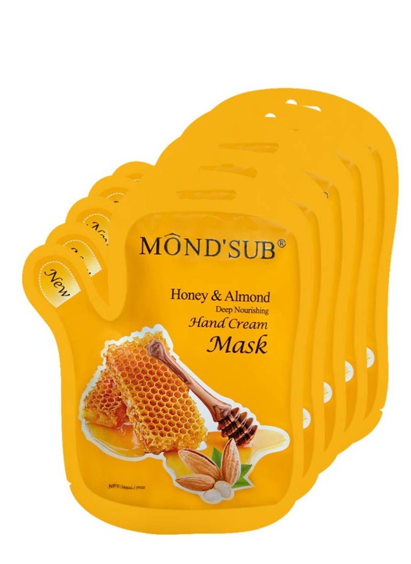 Mond'sub MOND'SUB 5 Pairs of Honey and Almond Best Hydrating Hand & Nail Mask - Best Deep Moisturizing Gloves for Dry Hands  - Image 1