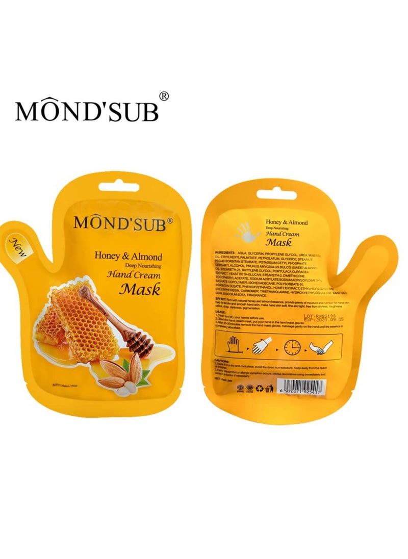 Mond'sub MOND'SUB 5 Pairs of Honey and Almond Best Hydrating Hand & Nail Mask - Best Deep Moisturizing Gloves for Dry Hands  - Image 3