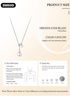 DUNISO Pearl Necklace 925 Sterling Silver Choker Necklace Silver Choker Chain Pearl Pendant Necklace Simple Necklace Chain Jewelry for Women Teen Girls  - Image 4