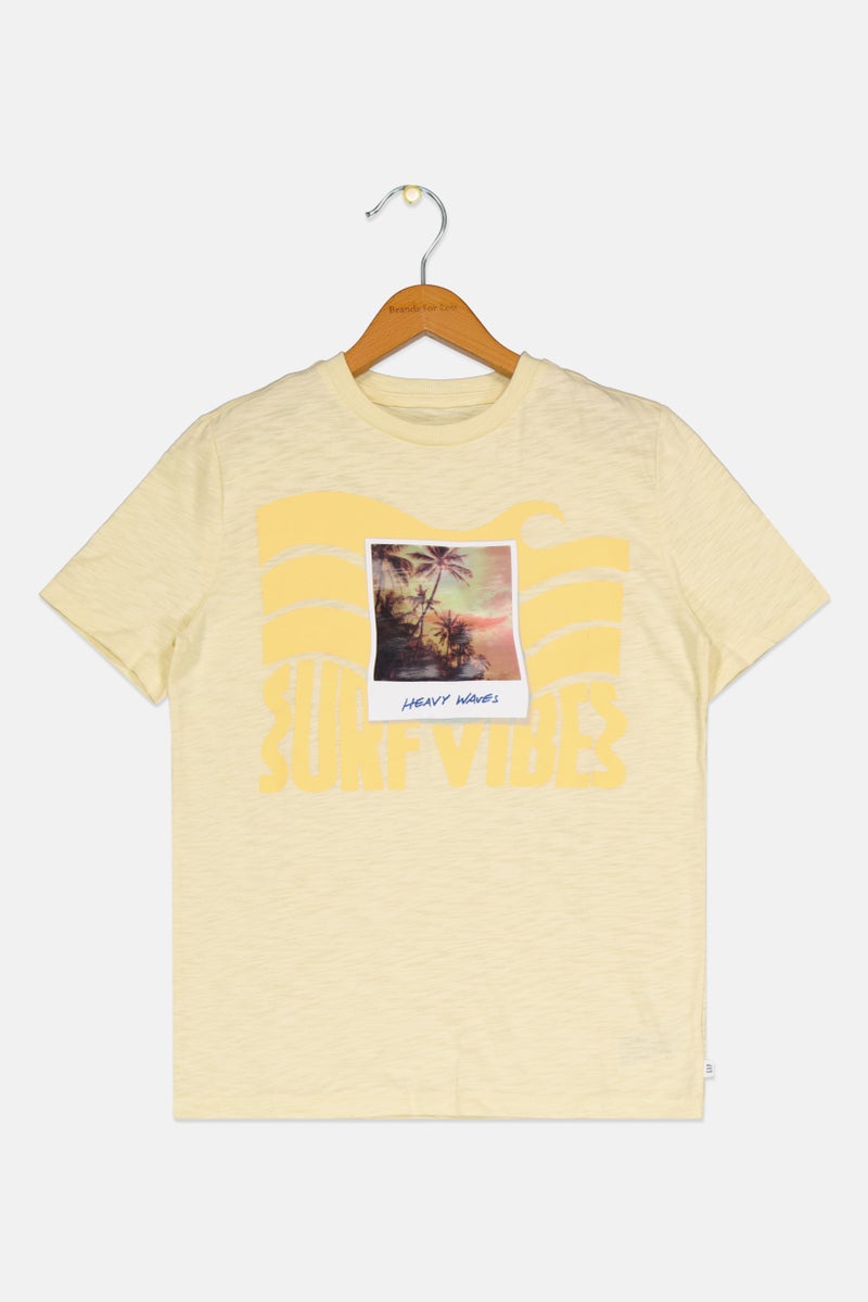 GAP Kids Boy Graphic Printed Short Sleeve T-Shirt, Yellow - Image 1