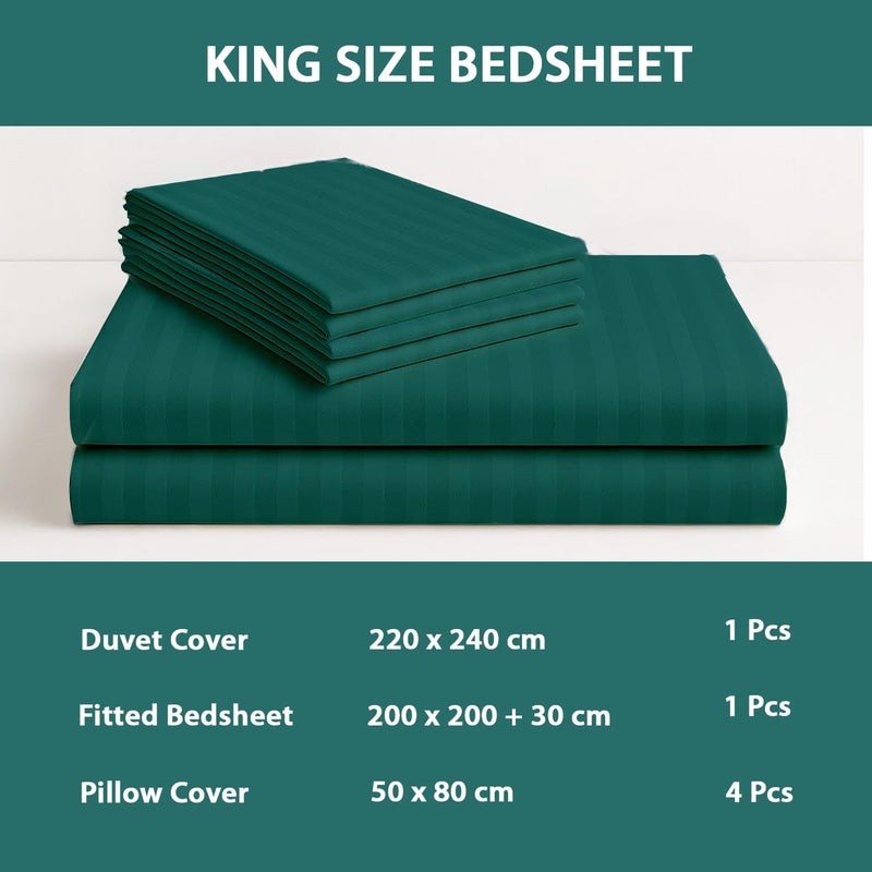 MOONCEE 6Pcs Bed Sheet King Size Set With Duvet Cover 220x240 Microfiber Bed Sheets Bedding Set Includes 1 Fitted Sheet, 1 Quilt Cover & 4 Pillows Cases (Dark Green, 6Pcs Duvet Cover Set- King) - Image 5