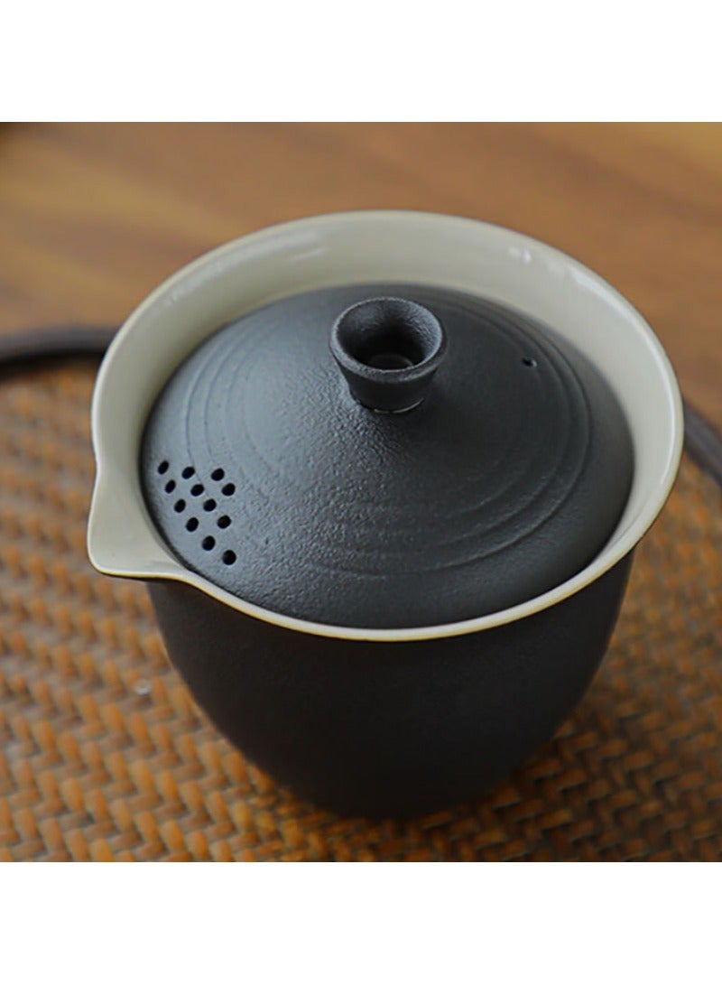 Jingke Travel Kung Fu Tea Set Large Capacity Outdoor Portable Black Pottery Quick Tea Cup 1 Pot 3 Cups Zen Style Black Portable - Image 4