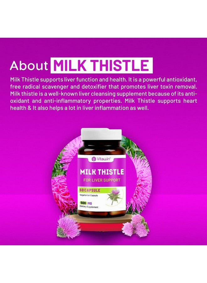 VITAWIN Milk Thistle Capsules (Pack Of 60), 500 mg, Ultimate Health & Nutrition Supplements For Cleansing & Body Detox (For Men & Women) (1) - Image 4