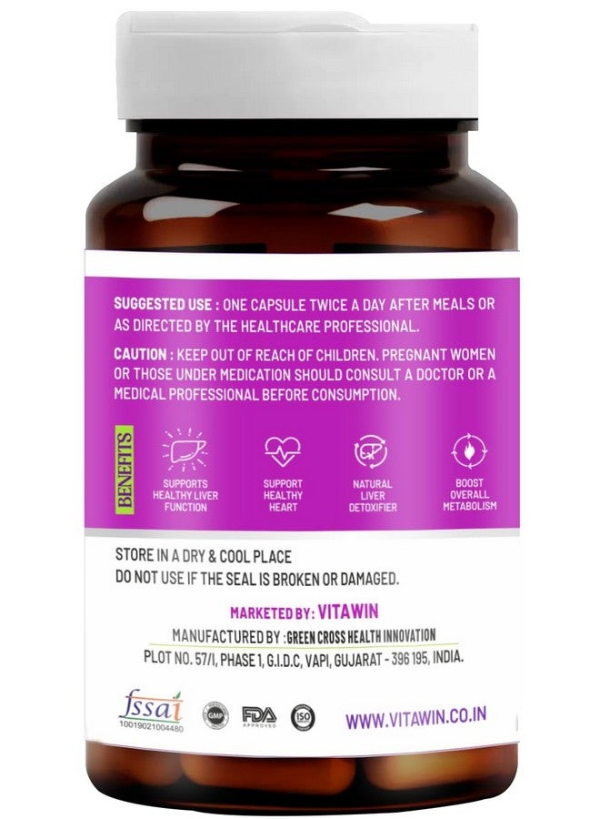 VITAWIN Milk Thistle Capsules (Pack Of 60), 500 mg, Ultimate Health & Nutrition Supplements For Cleansing & Body Detox (For Men & Women) (1) - Image 2