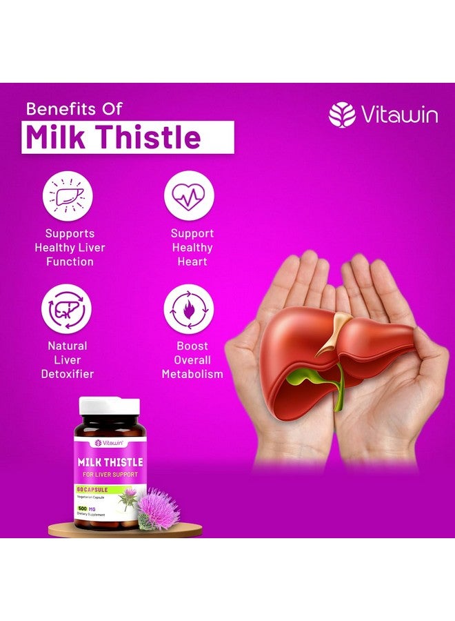 VITAWIN Milk Thistle Capsules (Pack Of 60), 500 mg, Ultimate Health & Nutrition Supplements For Cleansing & Body Detox (For Men & Women) (1) - Image 5