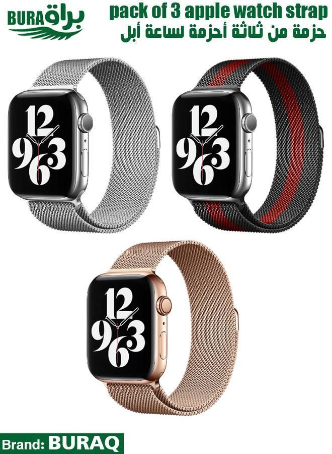 BURAQ Apple Watch Band Strap For Apple Watch Ultra 2/Ultra 49mm, Series 10 46mm, 9/8/7 45mm, SE2/SE/6/5/4 44mm, 3/2/1 42mm 