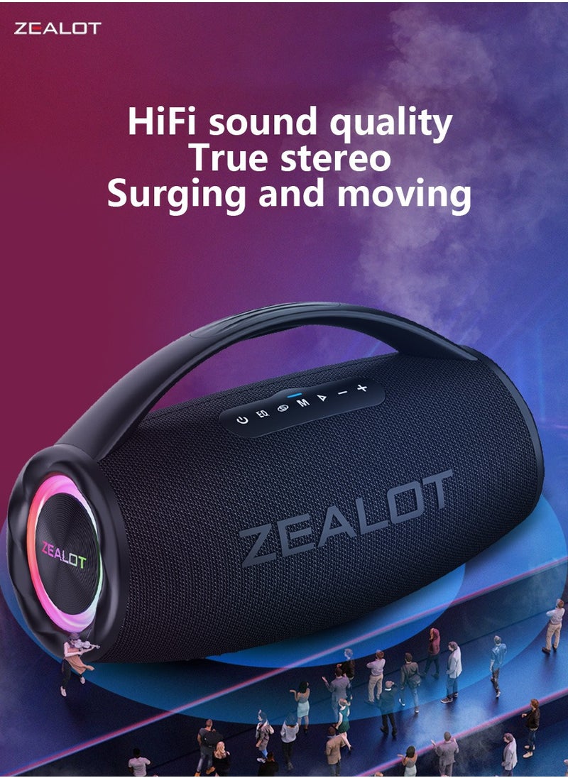 Zealot - ZEALOT S97 80W Bluetooth Speaker 16000mAh Battery 36-Hours Playtime Waterproof IPX5 Outdoor Portable Speaker Loud Stereo Booming Bass TF Card/U-Disk/AUX,For Mobile/tablet/PC/TV For Indoor/Outdoor - Image 1
