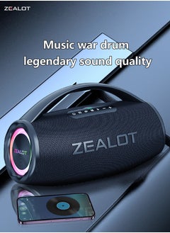 Zealot ZEALOT S97 80W Bluetooth Speaker 16000mAh Battery 36-Hours Playtime Waterproof IPX5 Outdoor Portable Speaker Loud Stereo Booming Bass TF Card/U-Disk/AUX,For Mobile/tablet/PC/TV For Indoor/Outdoor  - Image 4