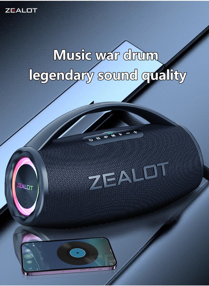 Zealot - ZEALOT S97 80W Bluetooth Speaker 16000mAh Battery 36-Hours Playtime Waterproof IPX5 Outdoor Portable Speaker Loud Stereo Booming Bass TF Card/U-Disk/AUX,For Mobile/tablet/PC/TV For Indoor/Outdoor - Image 1