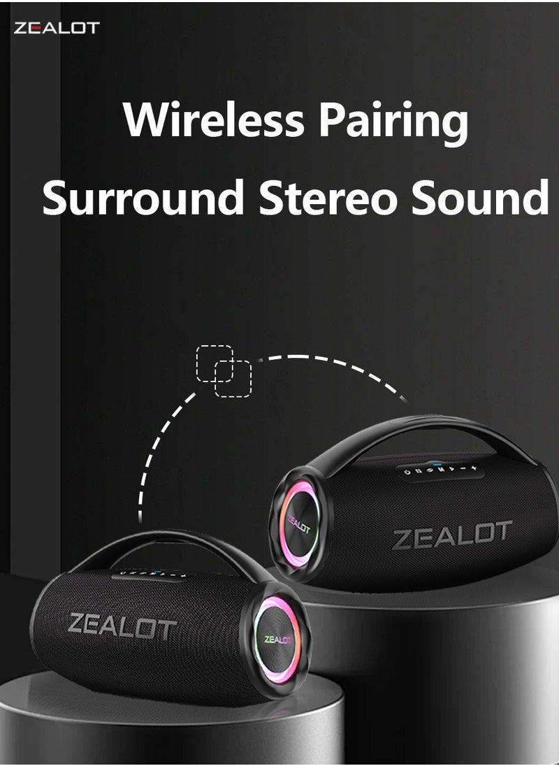 Zealot - ZEALOT S97 80W Bluetooth Speaker 16000mAh Battery 36-Hours Playtime Waterproof IPX5 Outdoor Portable Speaker Loud Stereo Booming Bass TF Card/U-Disk/AUX,For Mobile/tablet/PC/TV For Indoor/Outdoor - Image 1