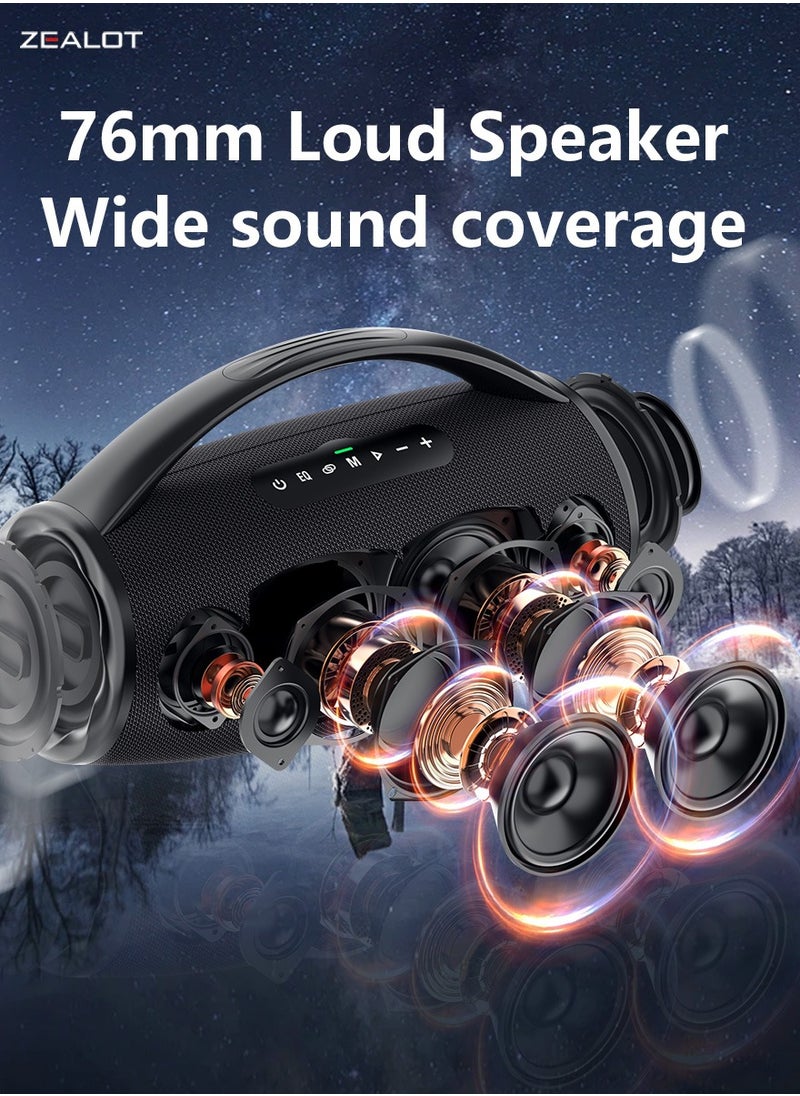 Zealot - ZEALOT S97 80W Bluetooth Speaker 16000mAh Battery 36-Hours Playtime Waterproof IPX5 Outdoor Portable Speaker Loud Stereo Booming Bass TF Card/U-Disk/AUX,For Mobile/tablet/PC/TV For Indoor/Outdoor - Image 1