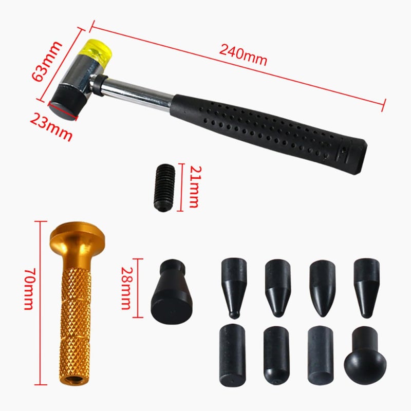 11 Pcs Auto Body Dent Repair Kit with Rubber Hammer and Shaping Pens Random Color - Image 3
