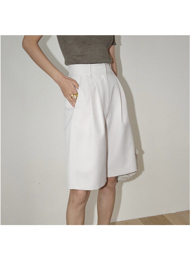 Generic Summer Lightweight High-Waist A-Line Shorts for Women White  - Image 4