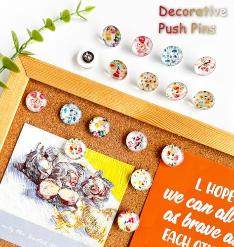 Tandarui 24Pcs Push Pins, Decorative Thumb Tacks,Floral Pins, Cute Push Pins for Cork Board Bulletin Board, Desk Accessories,Classroom,Home and Aesthetic Office Decor Supplies(Colorful Floral) - Image 2