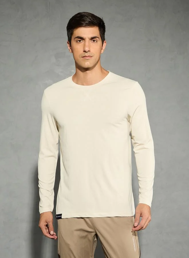 Technosport Technosport Solid Round Neck Long Sleeve T-Shirt