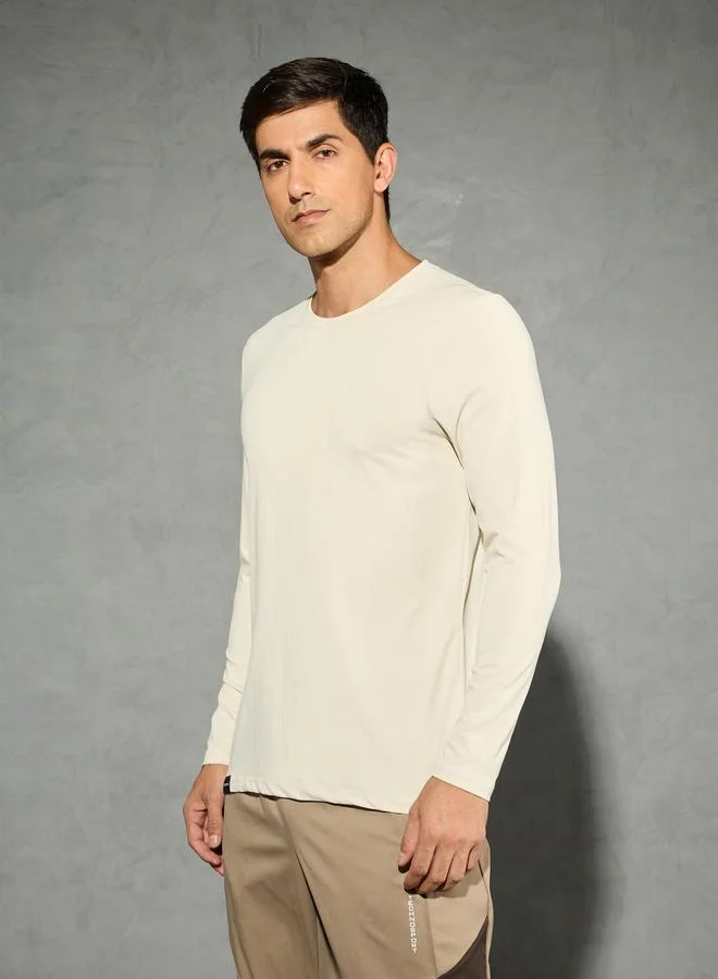 Technosport Technosport Solid Round Neck Long Sleeve T-Shirt