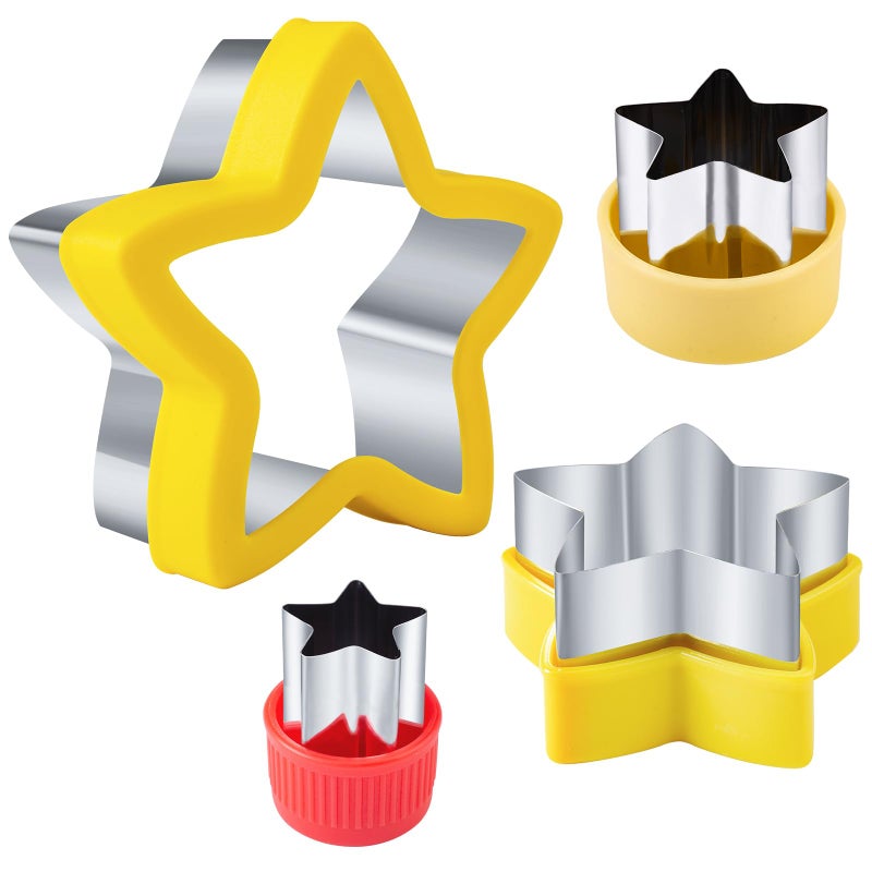 Kimfead Star Cookie Cutters 4 Pcs, Sandwich Cutter for Kids Lunch, Vegetable Fruit Cutters Shapes, Stainless Steel Biscuit Cutters for Children Boys Girls - Image 1