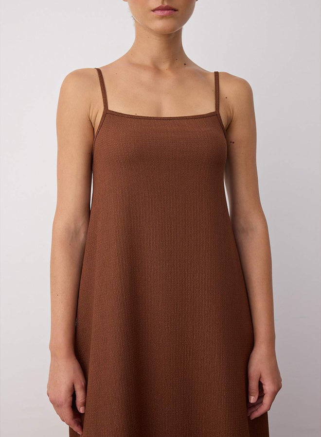 trendyol Brown Straight Adjustable Strap A-Line Wrap/Textured Knitted Maxi Dress - Image 3
