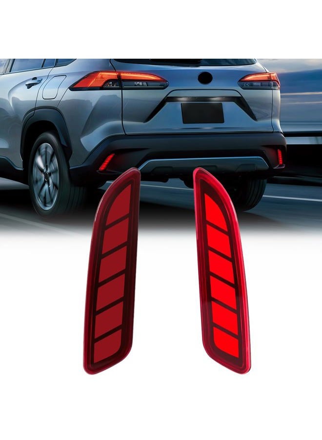 VGETTING LED Rear Reflector Lights For Toyota Corolla Cross 2020-2022 Rear Bumper Lamp with Sequential Turn Signal, Brake Light Red Lens Checked Pattern - Image 1
