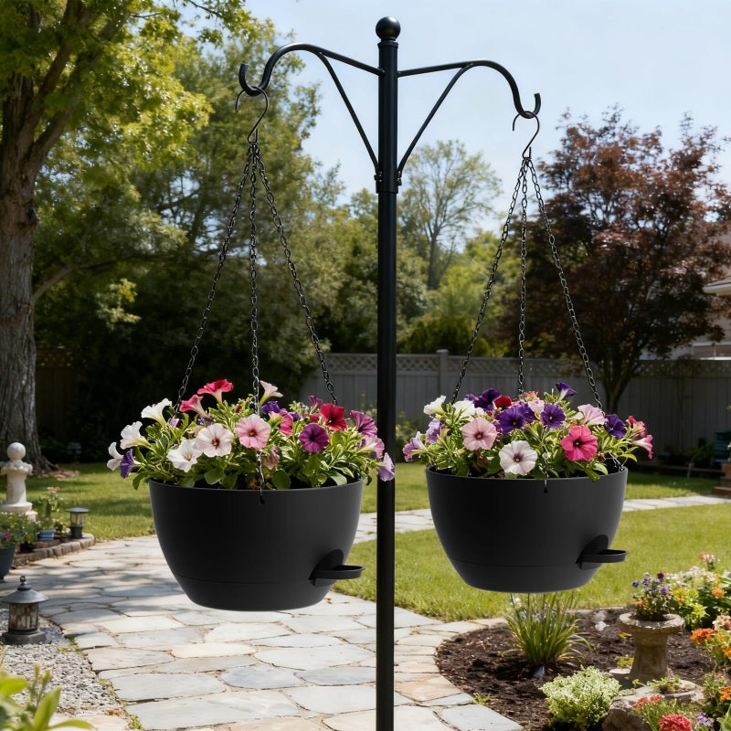 UOUZ 13 Inch 2 Pack Large Self Watering Hanging Planters for Indoor Outdoor Plants, Hanging Plant Pots with Removable 50 Oz Reservoir, Plastic Hanging Basket for Window Porch Garden Balcony, Black - Image 4