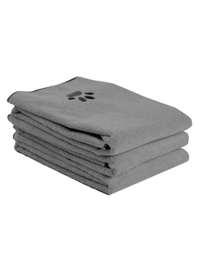 ريتز منشفة ريتز الفاخرة للحيوانات الأليفة المصنوعة من الألياف الدقيقة المطرزة (عبوة من 3 قطع)، 18 بوصة × 28 بوصة، عالية الامتصاص، سريعة الجفاف، طويلة الأمد، فائقة النعومة، مصنوعة من 80% بوليستر و20% بولي أميد، لون رمادي - Image 1