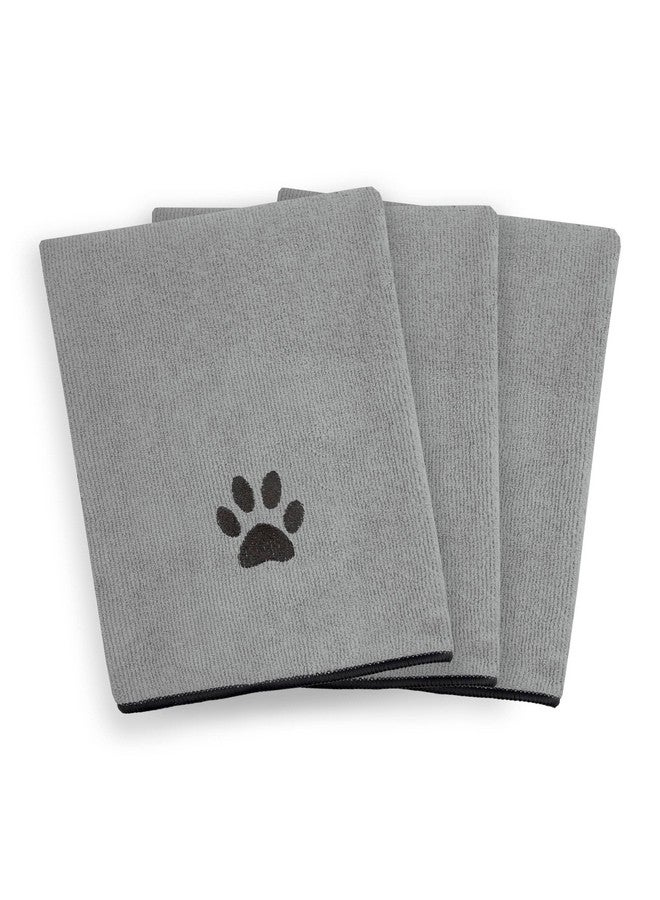 ريتز منشفة ريتز الفاخرة للحيوانات الأليفة المصنوعة من الألياف الدقيقة المطرزة (عبوة من 3 قطع)، 18 بوصة × 28 بوصة، عالية الامتصاص، سريعة الجفاف، طويلة الأمد، فائقة النعومة، مصنوعة من 80% بوليستر و20% بولي أميد، لون رمادي - Image 2