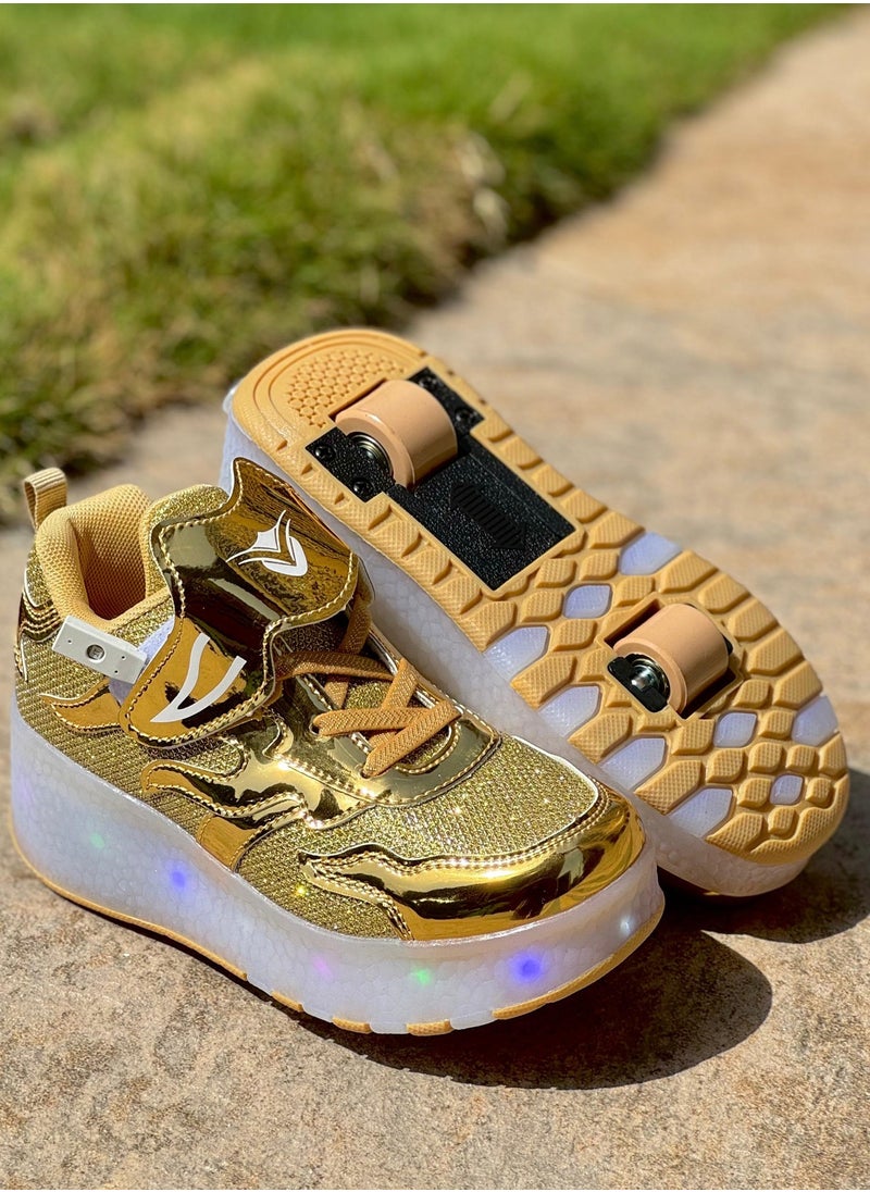 LED Flash Light Fashion Shiny Sneaker Skate Heelys Shoes With Wheels And Lightning Sole