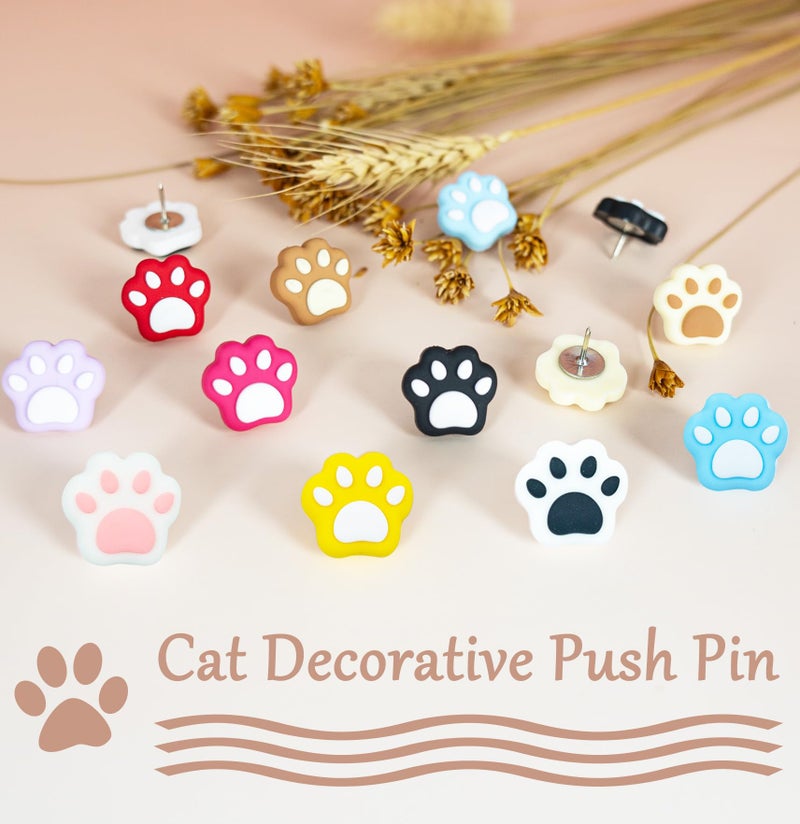 Tandarui 30Pcs Push Pins for Bulletin Board, Cute Push pins,Decorative Thumb Tacks, Cork Boards for Walls, for Women Office Decor,Classroom Decor,Cubical Decor,Home Decor (30-Cat Paw) - Image 2