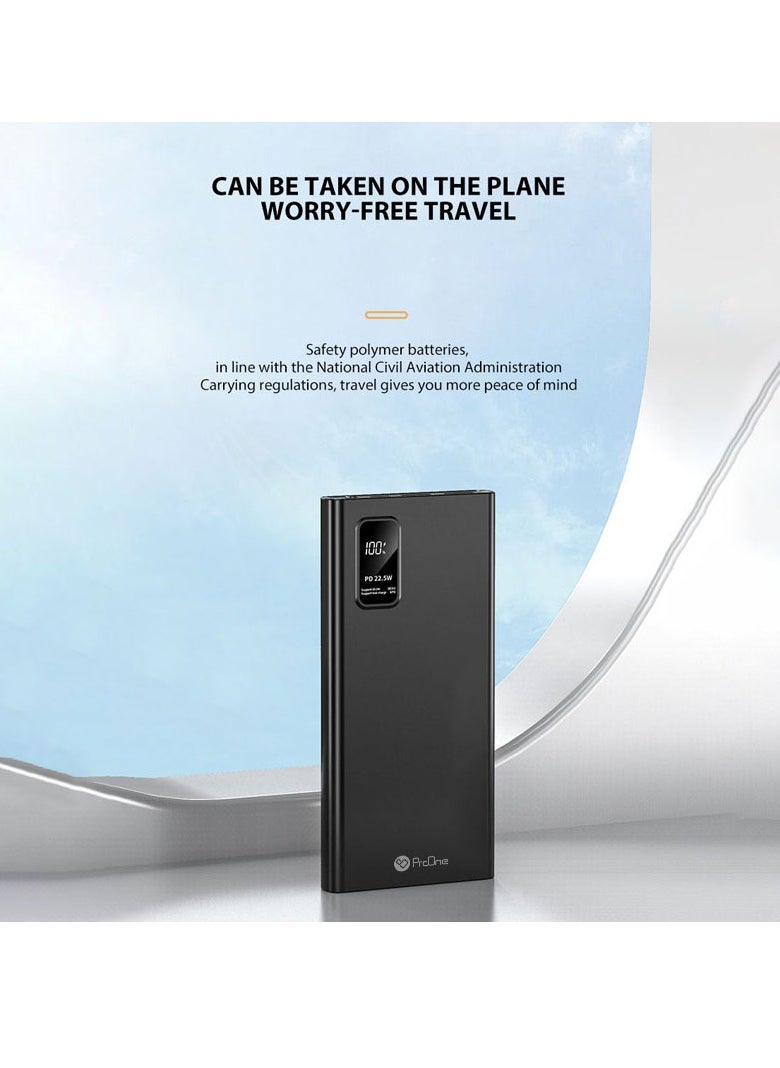 ProOne - ProOne PPB5108PD 10000mAh Power Bank - 22.5W Fast Charging, 2 Type A, 1 Type C, 1 Micro USB Port, Slim Premium Design: Your Ultimate On-the-Go Charging Solution - Image 1