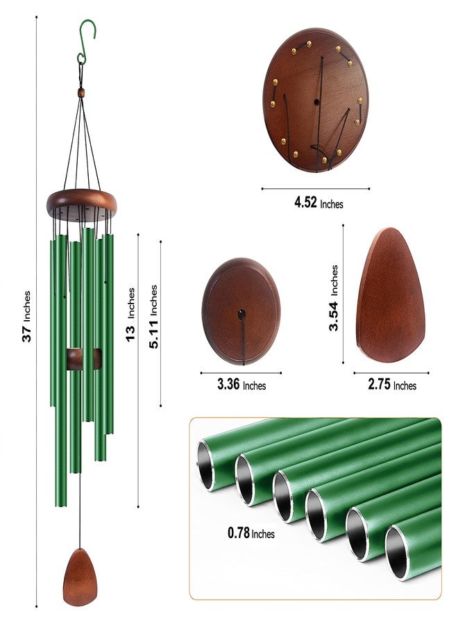 Bursvik Large Aluminium Wind Chimes 37 Inches to Create a Zen Atmosphere Suitable for Outdoor, Garden, Patio Decoration. Classic Wind Chimes with Wind Catcher Suitable as A Gift for Unisex(Green) - Image 2