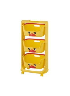 XiuWoo Toys Organizer Children's toy storage rack, living room small yellow duck baby snack cart, multi-layer movable bedroom bedside storage rack, 91cm, yellow  - Image 1