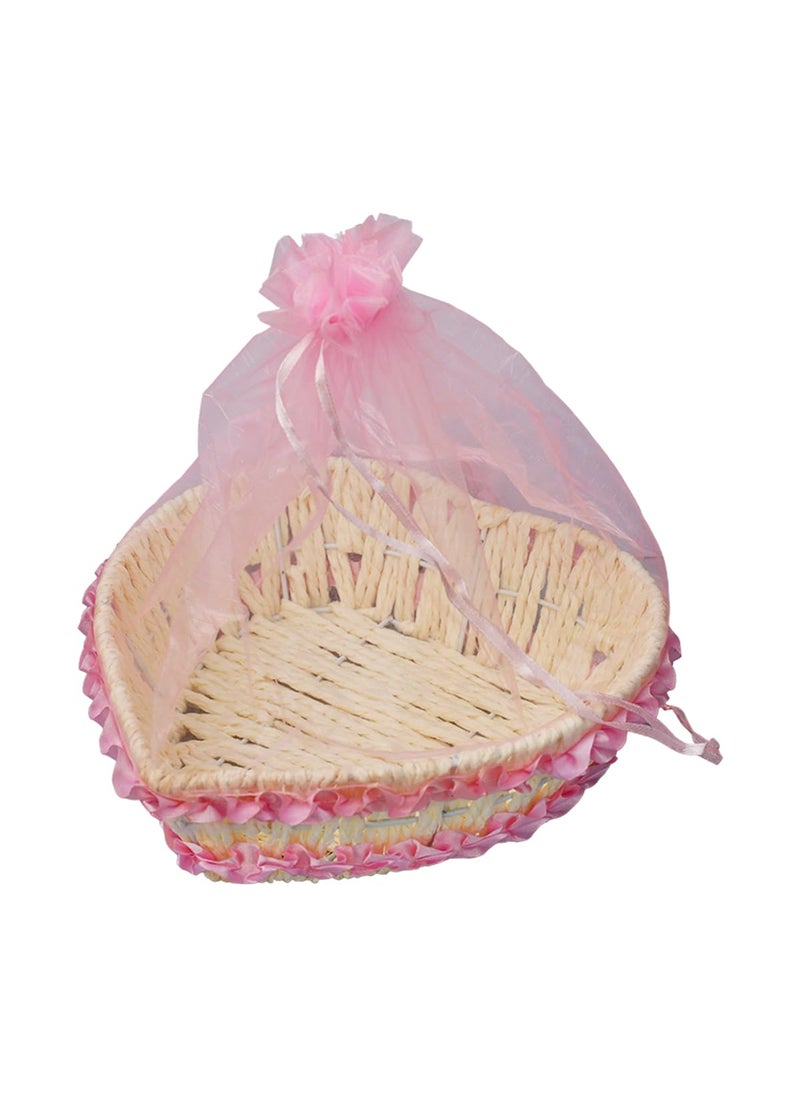 Saugat Traders Saugat Traders Handmade Empty Basket with Net for Gift Hamper Basket for Gifting Pack of 3 Decorative Basket for Gift Packing Baby Shower Wedding Return Gift Medium Size 8.5 Inch  - Image 5