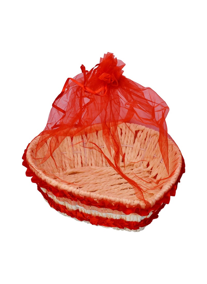 Saugat Traders Saugat Traders Handmade Empty Basket with Net for Gift Hamper Basket for Gifting Pack of 3 Decorative Basket for Gift Packing Baby Shower Wedding Return Gift Medium Size 8.5 Inch  - Image 4