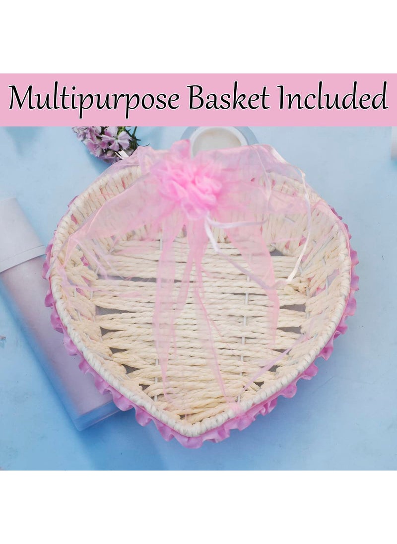 Saugat Traders Saugat Traders Handmade Empty Basket with Net for Gift Hamper Basket for Gifting Pack of 3 Decorative Basket for Gift Packing Baby Shower Wedding Return Gift Medium Size 8.5 Inch  - Image 3