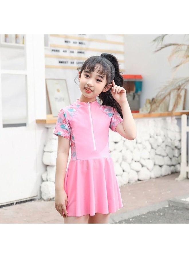 Generic 2 Piece Kids Swimsuit Set for Girls, Swimwear Children Swimming Trunks Short Sleeves Clothing Beachwear Bathing Suit for Summer, 100-110cm  - Image 5