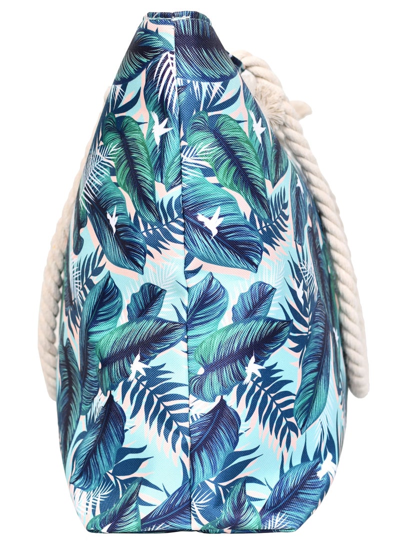 Stylish beach bag with a linen lining and a hemp rope handle, large capacity, water resistant  - Image 3