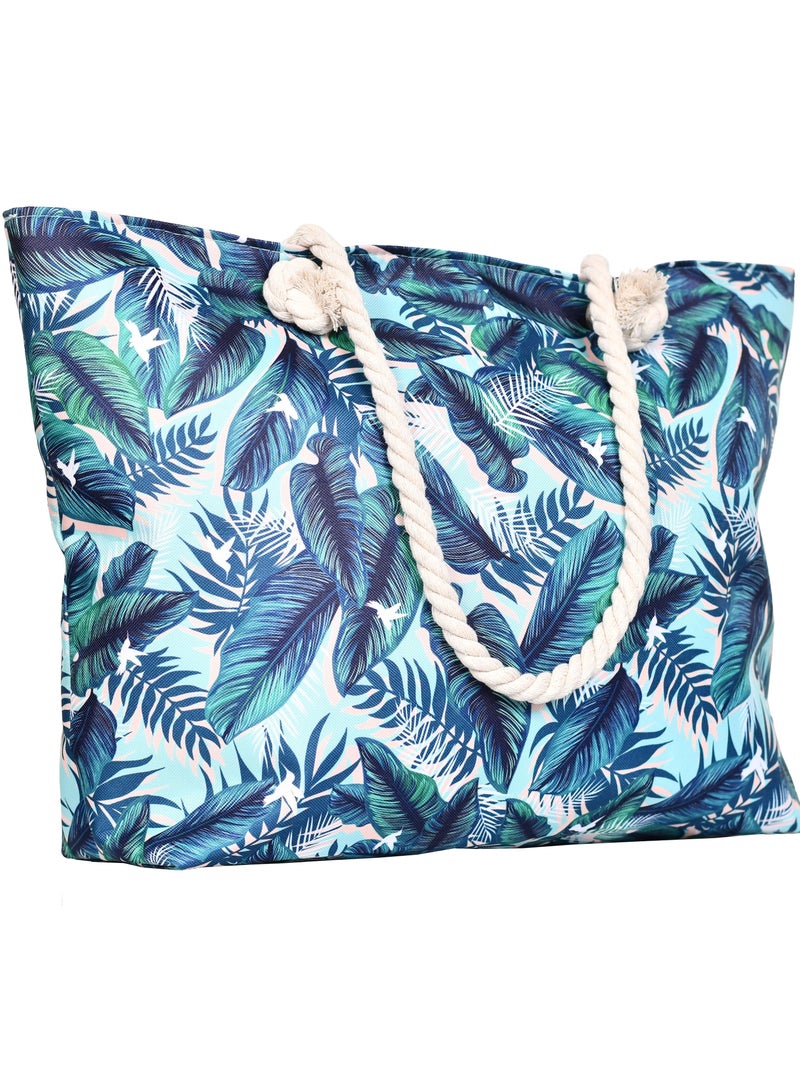 Stylish beach bag with a linen lining and a hemp rope handle, large capacity, water resistant  - Image 4