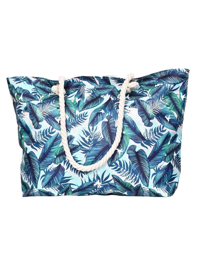 Stylish beach bag with a linen lining and a hemp rope handle, large capacity, water resistant  - Image 2
