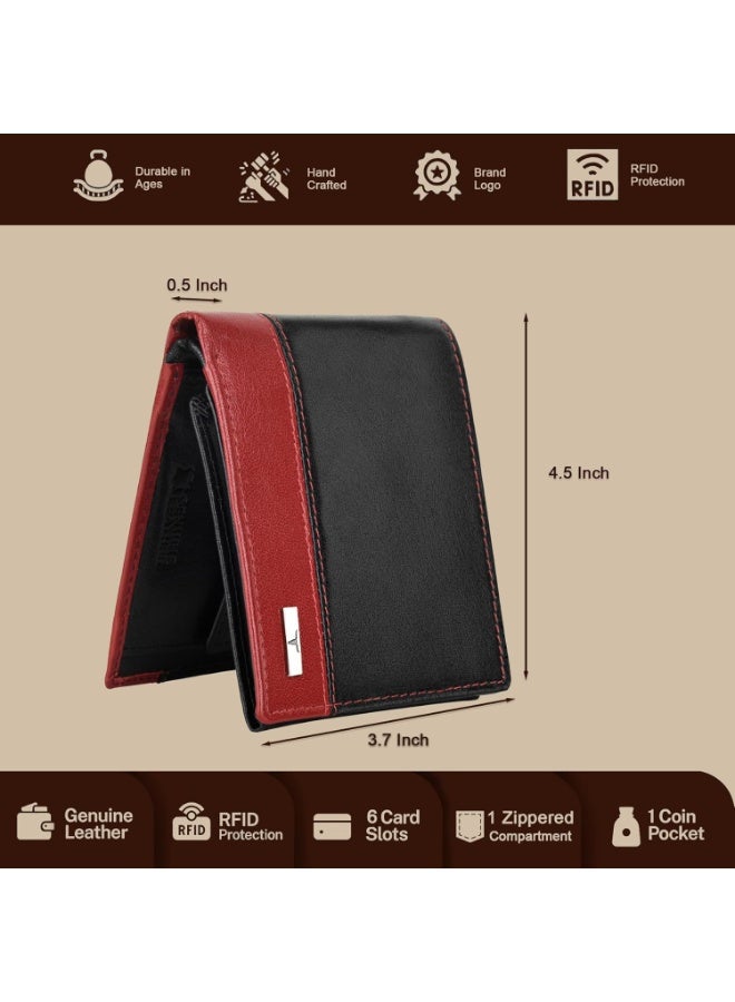 URBANFOREST URBAN FOREST Seattle Black/Red Leather Wallet for Men - Image 3