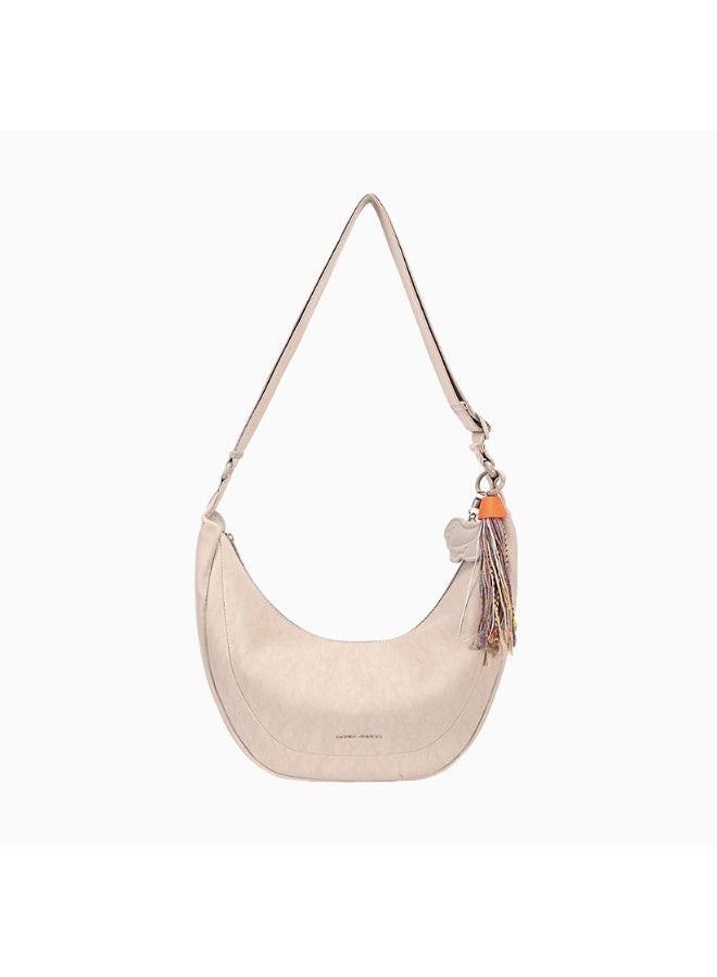 David Jones CM8282 Women's Moon Shoulder Bag | Faux Leather Everyday Handbag with Decorative Charm for Casual & Daily Wear| Handbag with Comfortable Shoulder Strap - Image 1