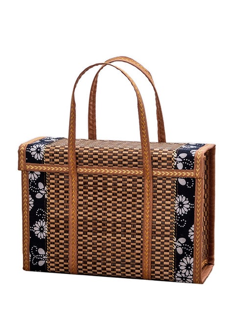 Wicker Baskets Woven Picnic Basket Folding Fruit Basket Handheld Food Storage Basket, Baskets with Handles Shopping Sour Dough Bread Basket Bread Pans  Picnic Blankets