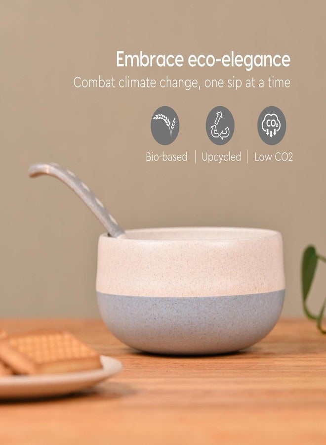 Eha Earth-Friendly Soup Bowls with Spoons|250 ml|Made with Rice Husk Biocomposite|Microwave Safe Bowls for Kitchen|Serving Bowl Set of 4|Pastel, Multicolor - Image 3