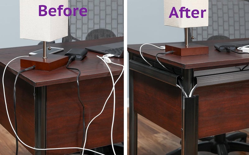 SimpleCord J Channel Desk Cable Organizer by SimpleCord – 10 Black Raceway Channels - Cord Cover Management Kit for Desks, Offices, and Kitchens - Image 2