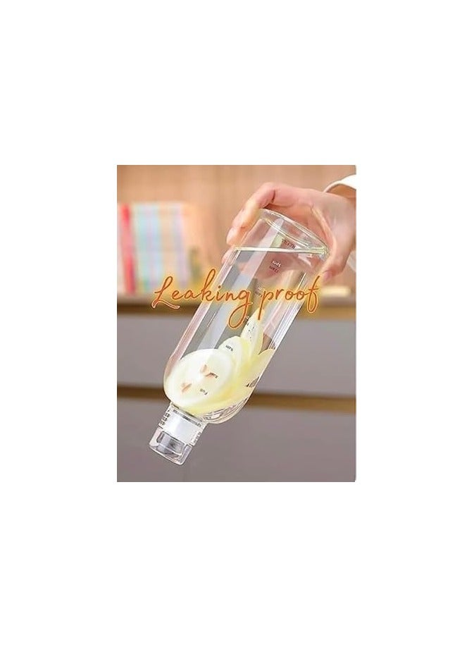 500ml Water Bottle with Time Marker Reusable Plastic Transparent Outdoor Sports Drink Bottle (Pink) - Image 3