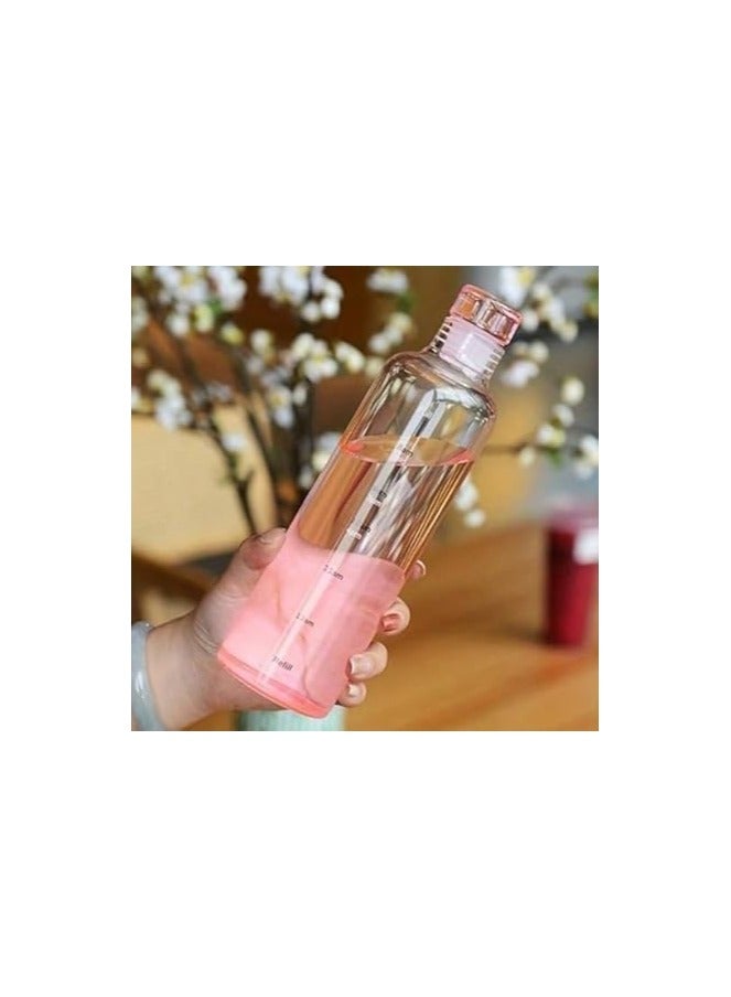 500ml Water Bottle with Time Marker Reusable Plastic Transparent Outdoor Sports Drink Bottle (Pink) - Image 1