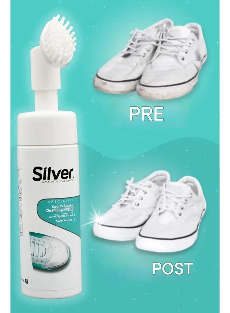 سيلفر Silver Foaming Shoe Cleaner with Built-in Brush – 150ml - Image 5