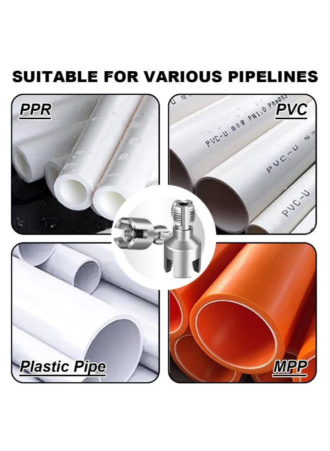 PAWSONIFY Integrated Internal & External Pipe Threading Tool,PVC Pipe Threader Kit,New 2-in-1 Threading Tool,Universal Pipe Threading Tool,Electric Drill Compatible Pipe Repair Attachment(1/2"+ 3/4") - Image 3
